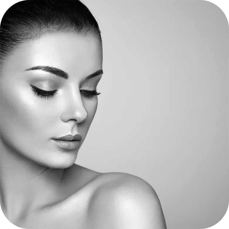 An elegant portrait illustrating balanced, natural facial proportions